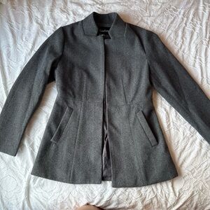 Chouyatou Women's Herringbone Blazer Gray with Chevron Like Pattern